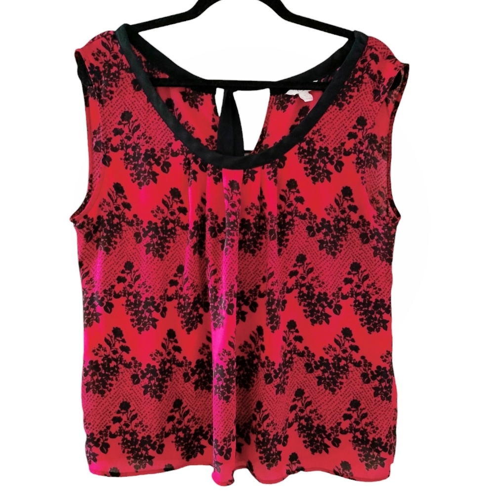 Candies red and black tank blouse with back tie size XL